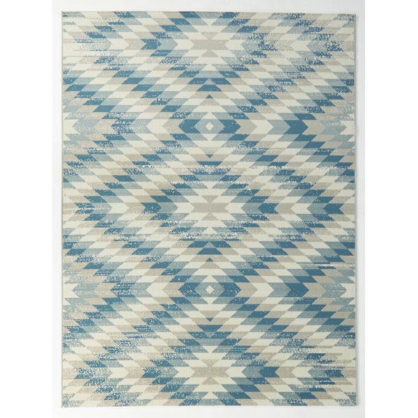 Union Rustic Gebhard Southwestern Teal Indoor/Outdoor Area Rug